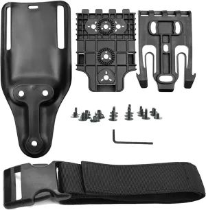 QLS Quick Locking System Kit with Fork & Duty Receiver Plate with Thigh Straps, Mid-Ride Universal Belt Loop Platform, Quick Draw Holsters