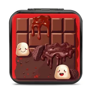 QMNBTES Cartoon Chocolate Switch Game Case Switch Game Holder Cartridge Case Storage 24 Games & 2 Micro Sd Card Slots, Travel Carry Cases, Portable Games Card Storage, Hard Shell, Buckle Closure