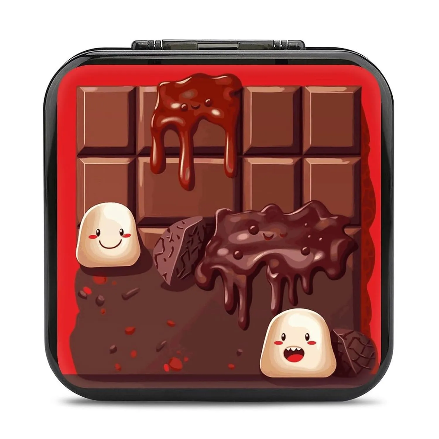 QMNBTES Cartoon Chocolate Switch Game Case Switch Game Holder Cartridge Case Storage 24 Games & 2 Micro Sd Card Slots, Travel Carry Cases, Portable Games Card Storage, Hard Shell, Buckle Closure
