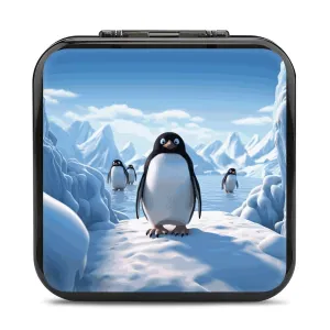 QMNBTES Penguin Antarctica Ice Switch Game Case Switch Game Holder Cartridge Case Storage 24 Games & 2 Micro Sd Card Slots, Travel Carry Cases, Portable Games Card Storage, Hard Shell, Buckle Closure