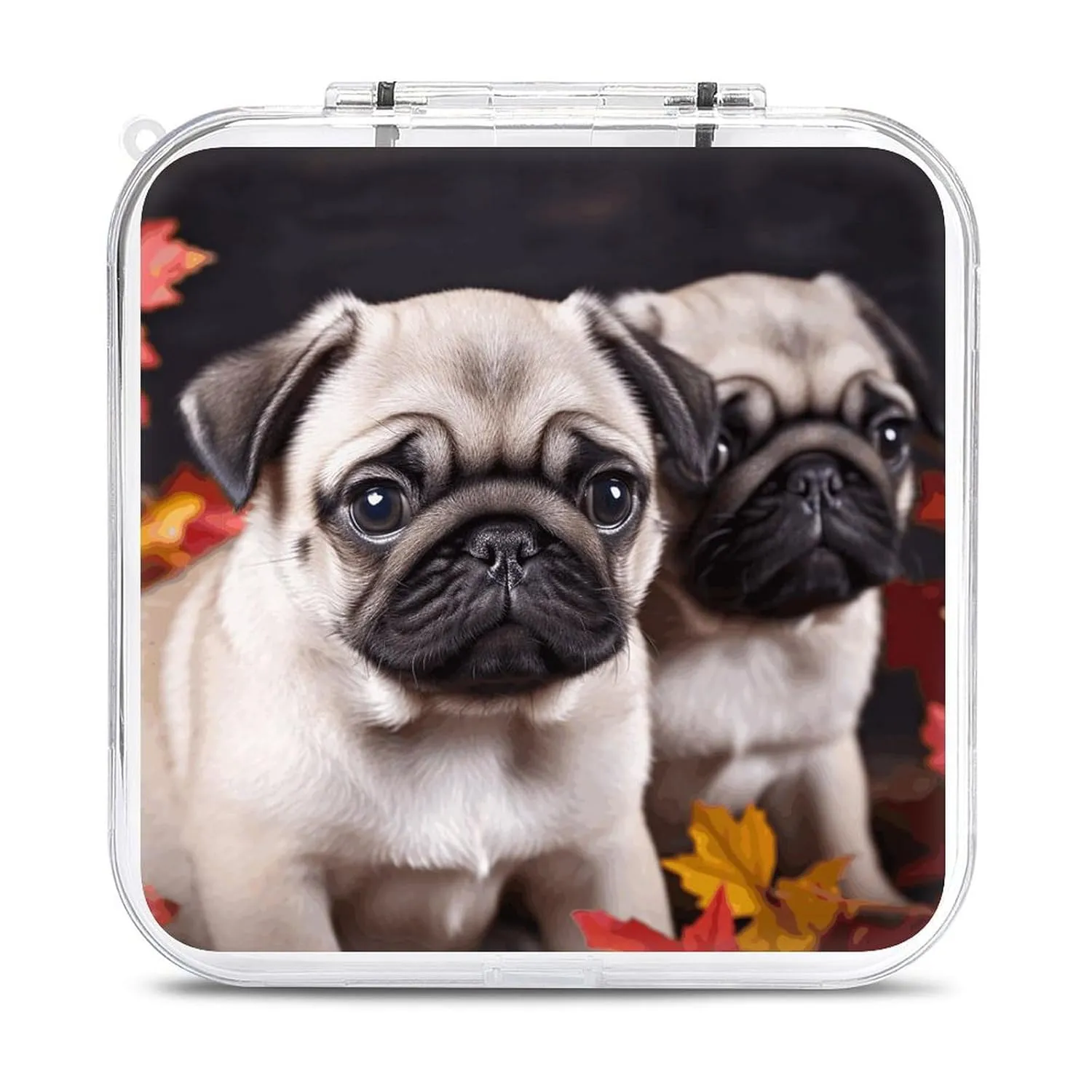 QMNBTES Puppys Pug Switch Game Case Switch Game Holder Cartridge Case Storage 12 Games & 2 Micro Sd Card Slots, Travel Carry Cases, Portable Games Card Storage, Hard Shell, Buckle Closure