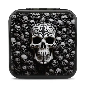 QMNBTES Skulls Switch Game Case Switch Game Holder Cartridge Case Storage 24 Games & 2 Micro Sd Card Slots, Travel Carry Cases, Portable Games Card Storage, Hard Shell, Buckle Closure