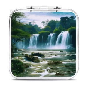 QMNBTES Waterfall Scenery Switch Game Case Switch Game Holder Cartridge Case Storage 12 Games & 2 Micro Sd Card Slots, Travel Carry Cases, Portable Games Card Storage, Hard Shell, Buckle Closure