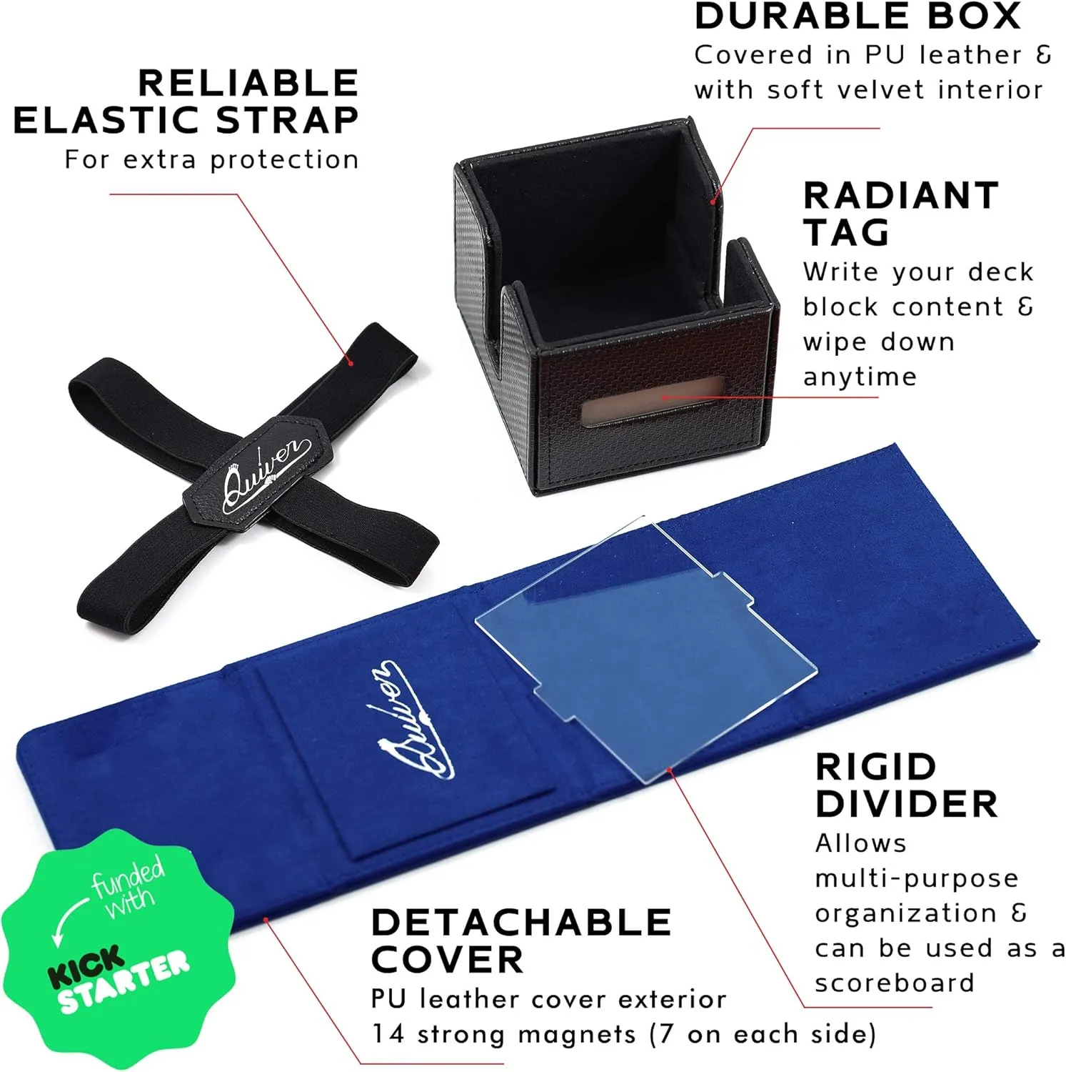 Quiver Time Blue Citadel Deck Block for Magic: the Gathering Cards - 100  TCG Card Deckbox, Commander MTG Deck Box for Cards, Dice & Tokens, Custom Divider, Magnetic Closure