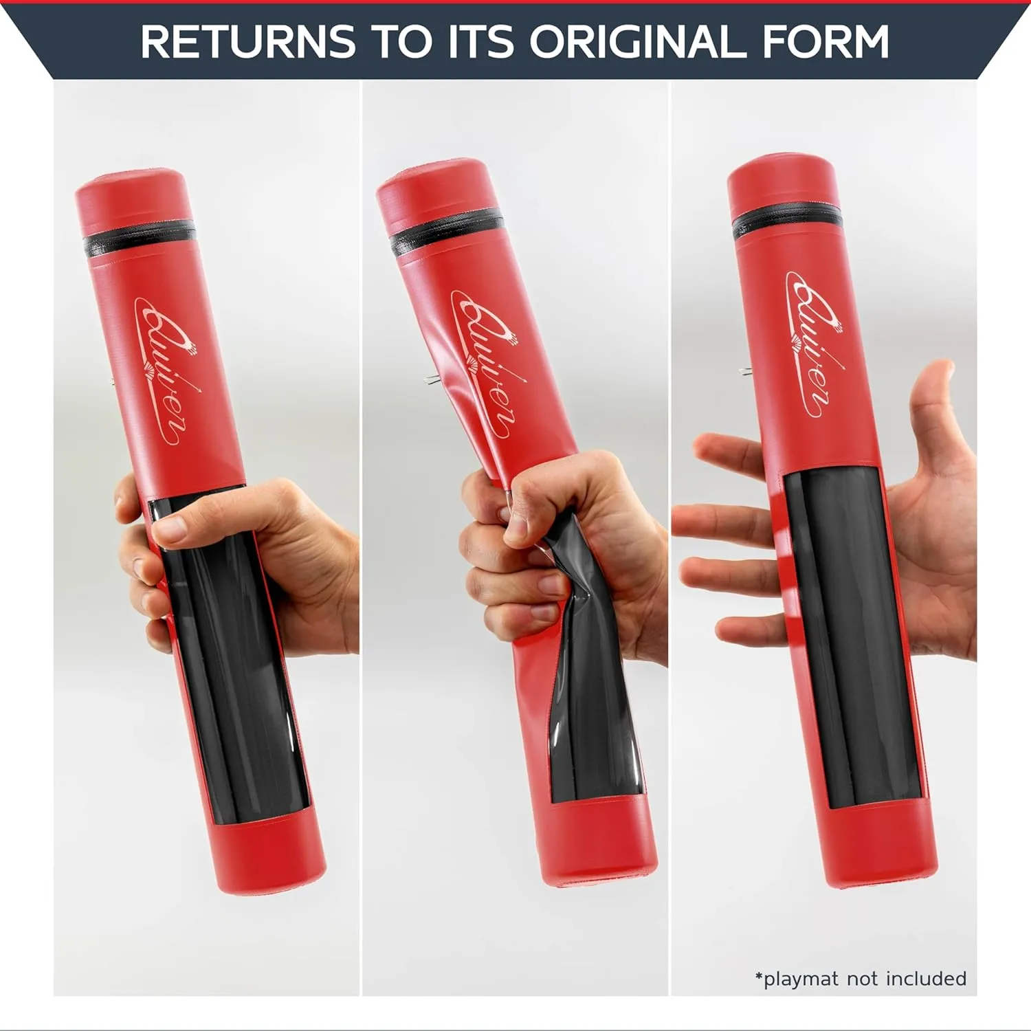 Quiver Time Red XL Orion Playmat Tube - TCG MtG Playmat Tube Case Bag with Waterproof Zipper, Hidden Dice Pocket, Adjustable Removable Shoulder Strap, See-Through Window, Fits 14" and 15" playmats