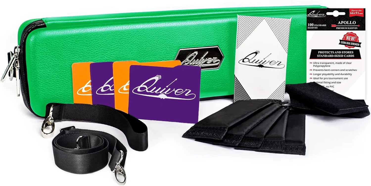 Quiver Time 's Green Card Case, Perfect for MTG Deck, Premium Storage Box, for Trading Cards, and Playing Card Storage, Ideal for Carrying Magic The Gathering and Game TCG Enthusiasts Recommended