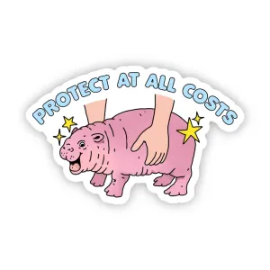 "Protect At All Costs" Moo Deng Hippo Sticker