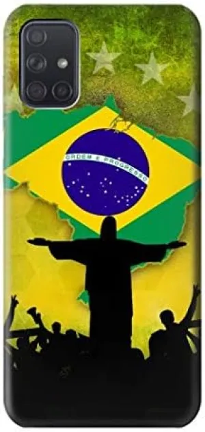R2981 Brazil Football Soccer Map Flag Case Cover for Samsung Galaxy A71