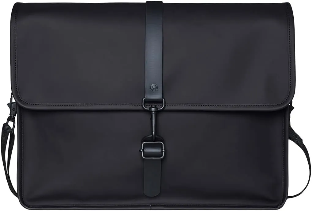RAINS Messenger Bag - Laptop Bag for men and women - Fits 16” laptop or tablet - Black, One Size.