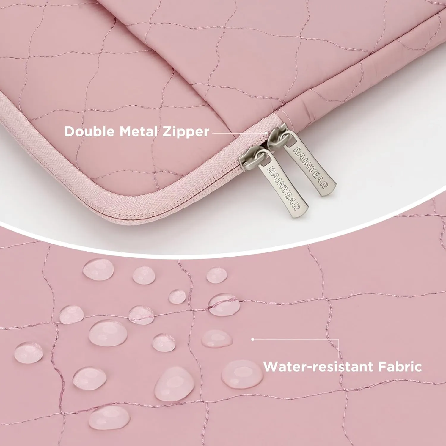 RAINYEAR Puffy Laptop Sleeve 13.3 Inch Protective Lightweight Laptop Bag Laptop Carrying Case Compatible with MacBook Air/Pro 13-13.3 inch, MacBook Pro 14 inch, Pink