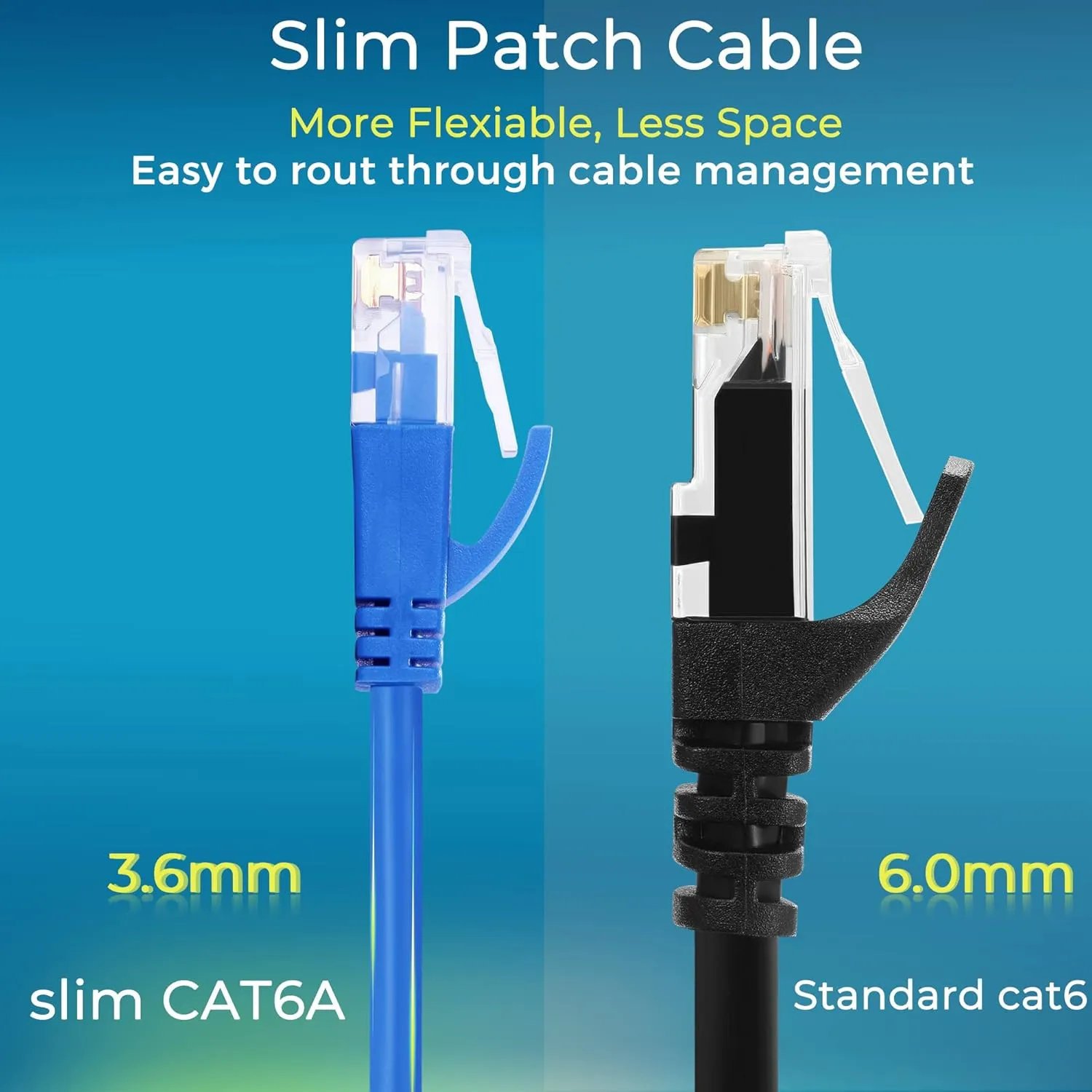 Rapink Patch Cables Cat6a 10ft (10 Pack) Slim, Cat6a Ethernet Patch Cable 10G Support, Snagless Cat 6 Patch Cable for Patch Panel to Switch, Flexiable Cat 6a Ethernet Cable with Gold Plated