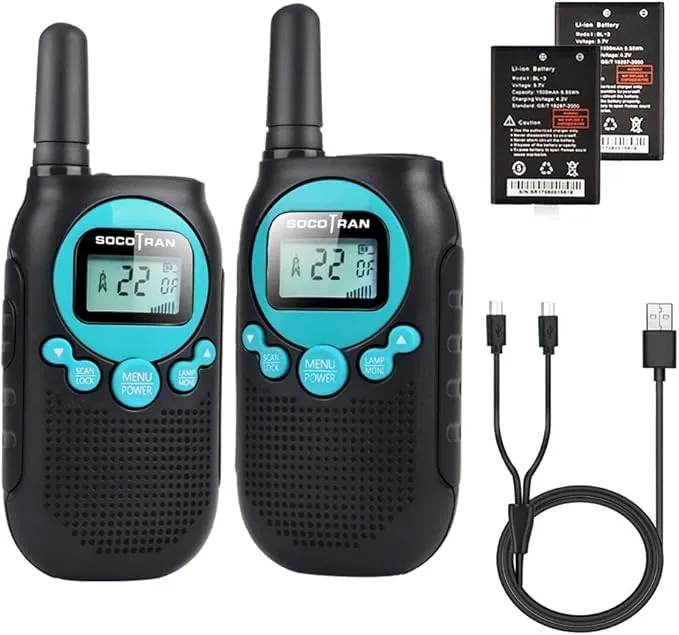 Rechargeable Walkie Talkies for Adults 5 Mile Long Range Boys Walkie-talkies 2 Pack 22CH 0.5W License Free FRS Two Way Radio with Flashlight Easy to Use for Family Camping Trip