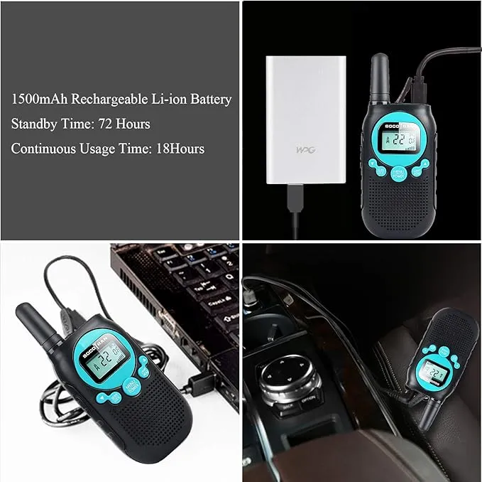 Rechargeable Walkie Talkies for Adults 5 Mile Long Range Boys Walkie-talkies 2 Pack 22CH 0.5W License Free FRS Two Way Radio with Flashlight Easy to Use for Family Camping Trip