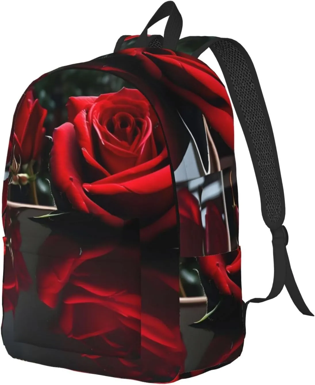 Red Mirror Rose print Duffel Bag, Lightweight Duffel Bag, Casual Backpack, 17.7 x 6.3 x 12.2 inches