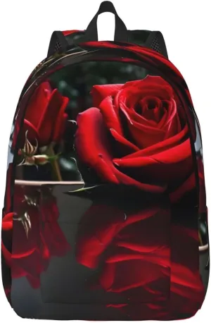 Red Mirror Rose print Duffel Bag, Lightweight Duffel Bag, Casual Backpack, 17.7 x 6.3 x 12.2 inches