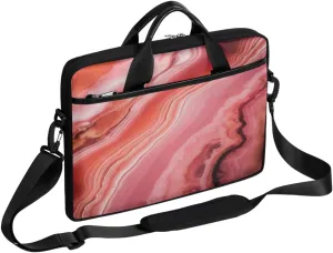 Reddish Pink Marble Laptop Bag for Men Women 13-15 Inch Case Bags Sleeve Shoulder with Anti Slip Removable The Pad Straps(15x1x11inches)