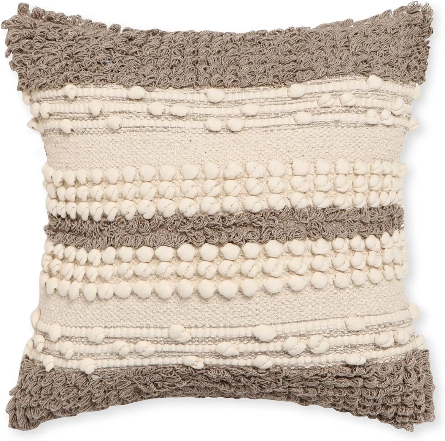 REDEARTH · Boho Textured Throw Pillow Cases - Woven Tufted Decorative Farmhouse Cushion Covers Set for Couch - Sofa - Bed - Chair - Dining - Patio - Outdoor - 100% Cotton (18x18; Natural) Pack of 2