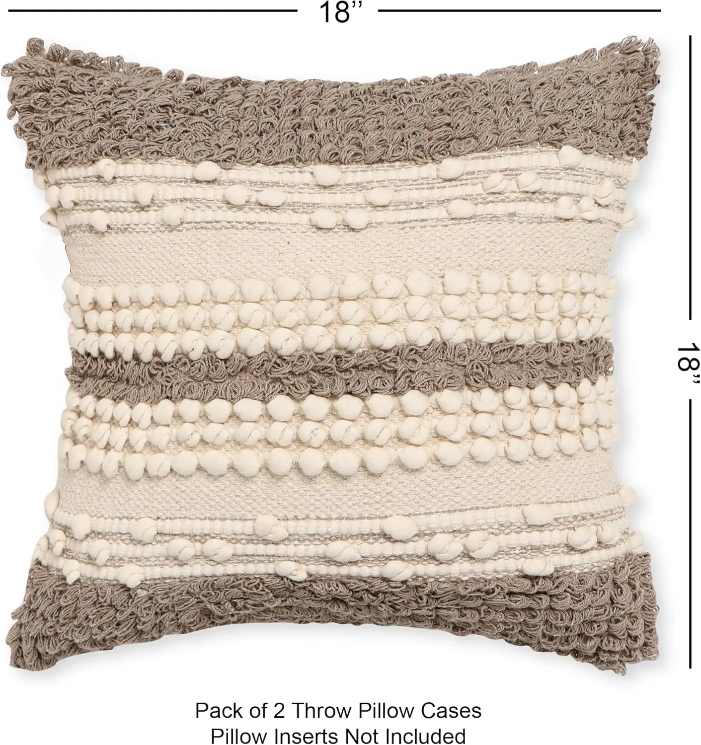 REDEARTH · Boho Textured Throw Pillow Cases - Woven Tufted Decorative Farmhouse Cushion Covers Set for Couch - Sofa - Bed - Chair - Dining - Patio - Outdoor - 100% Cotton (18x18; Natural) Pack of 2
