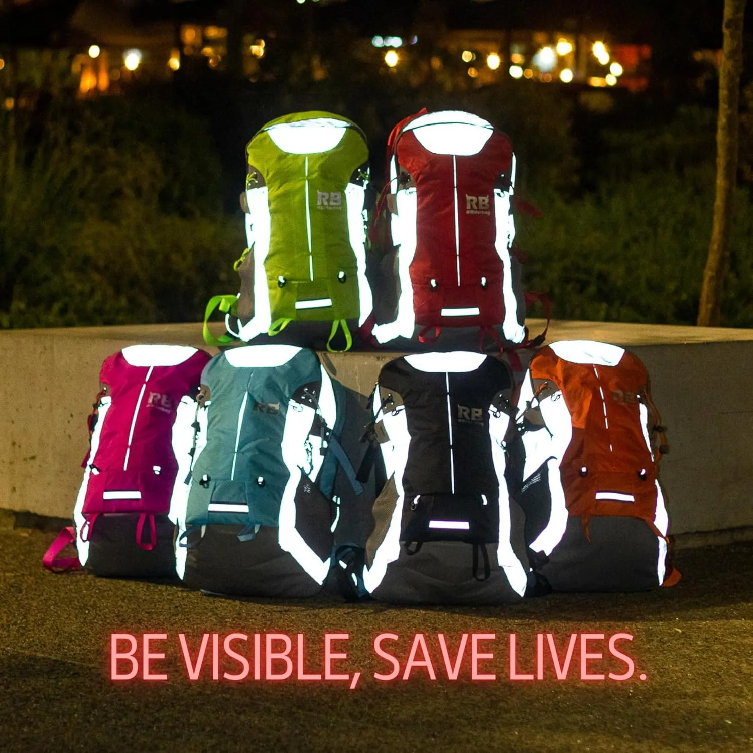 Reflective Motorcycle Backpack – Lightweight Hi Viz Riding Gear with Helmet Holder, Laptop pocket, Ventilated Back, Cycling, Hiking, Sport & Commuter Daypack (red backpack)