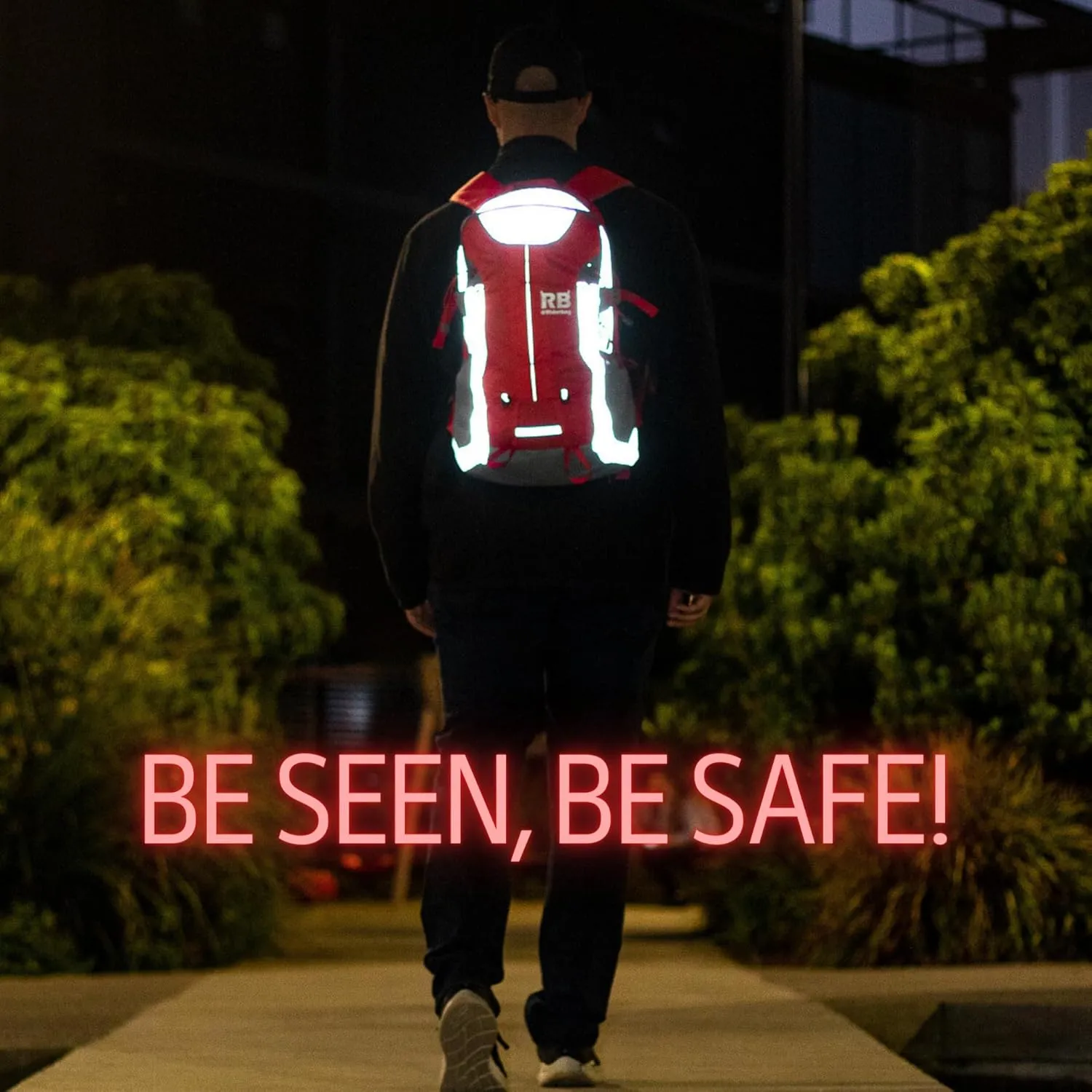 Reflective Motorcycle Backpack – Lightweight Hi Viz Riding Gear with Helmet Holder, Laptop pocket, Ventilated Back, Cycling, Hiking, Sport & Commuter Daypack (red backpack)
