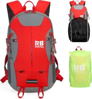 Reflective Motorcycle Backpack – Lightweight Hi Viz Riding Gear with Helmet Holder, Laptop pocket, Ventilated Back, Cycling, Hiking, Sport & Commuter Daypack (red backpack)