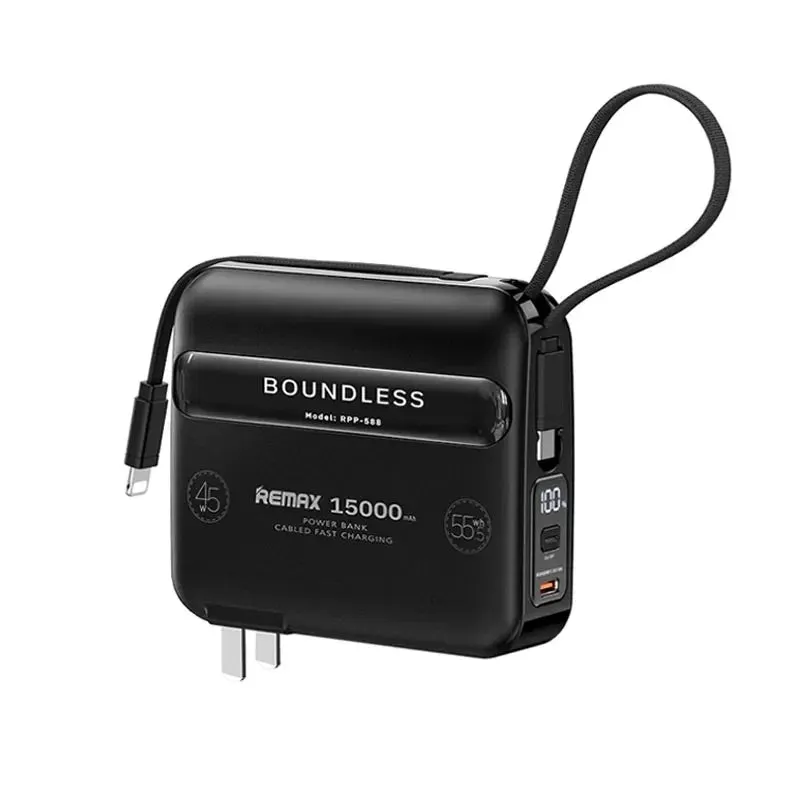 Remax 15000mAh PD45W Powerbank With Type C Cable for Phone Laptop iPad Macbook External Battery Fast Charger Adapter AC Plug