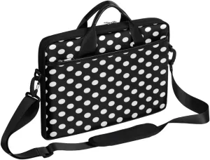 Retro Polka Dot Laptop Bag for Women Men Dotted Waterproof Laptop Sleeve Case with Shoulder Strap Business Briefcase 14-15.6 Inch Laptop Carrier