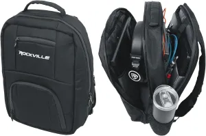 Rockville DJBP24 Rugged DJ Compact Backpack with 11 Compartments/Fits 17" Laptop
