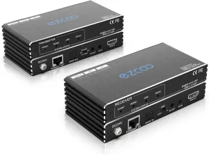 ROFAVEZCO HDBaseT HDMI ARC Extender 4K 60Hz HDR10 18Gbps - 230ft 1080P, 130ft 4K HDMI2.0 HDCP2.2 - Cat5e/Cat6, SPDIF Toslink, Bi-Directional PoE IR CEC, DTS:X, Down-Scale, Slim Case EX70H2