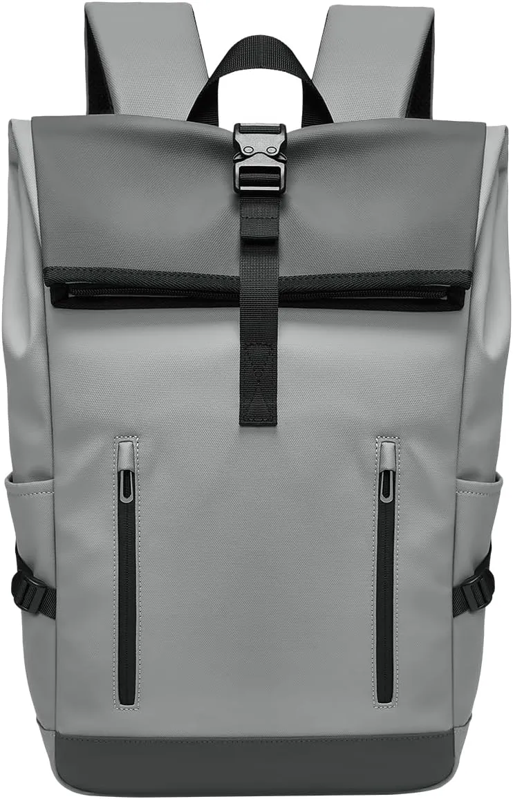 Roll Top Travel Backpack, Expandable Large Carry-on Casual Daypack, 15.6 inch Laptop for Work Business College for Men and Women, Stylish and Water-resistent