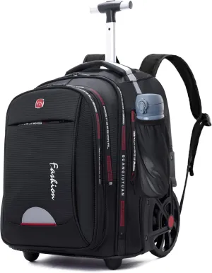 Rolling Backpack for Adults, 22 Inch Backpack with Wheels for Business, College Student and Travel Commuter, Waterproof Wheeled Backpack (black)