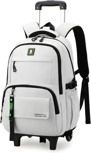 Rolling Backpack for Boys Kids Backpack with Wheels Trolley School Bag for Teens Elementary Wheeled Backpack