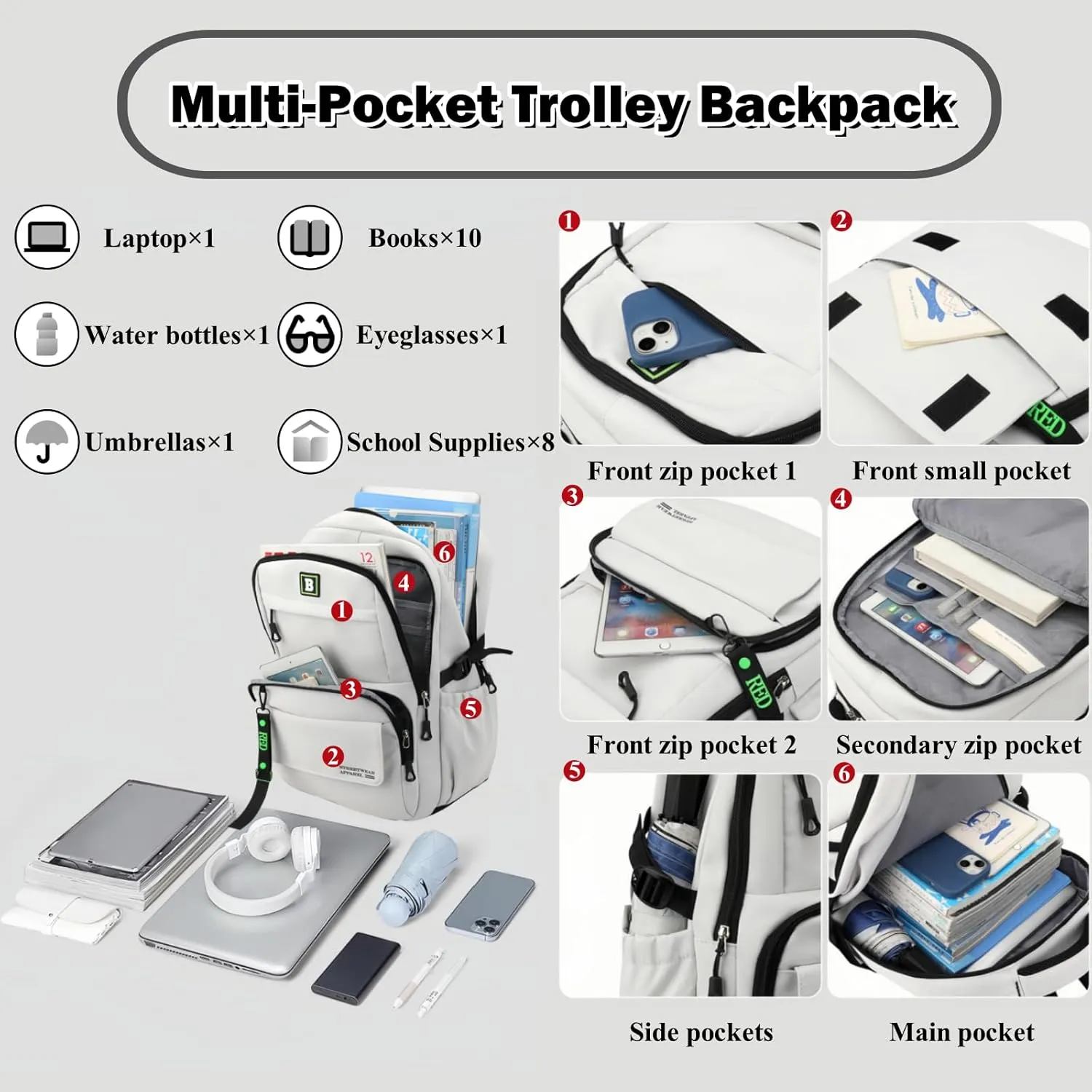 Rolling Backpack for Boys Kids Backpack with Wheels Trolley School Bag for Teens Elementary Wheeled Backpack