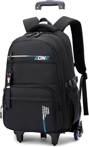 Rolling Backpack for Boys Trolley Bookbag with Wheels for Teens Wheeled Luggage Laptop Backpack
