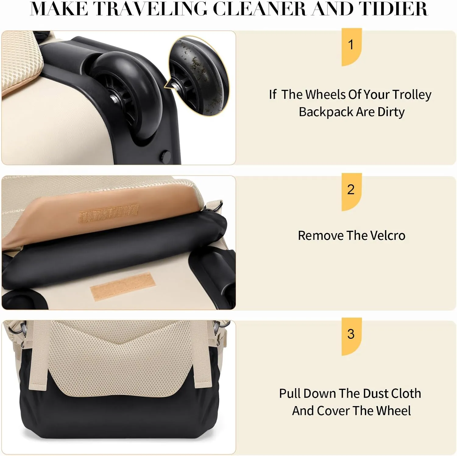Rolling Backpack for Women,Travel Laptop Backpack with Wheels Roller Personal Item Backpack Wheeled Underseat Carry On Luggage,Fit 17Inch,Apricot