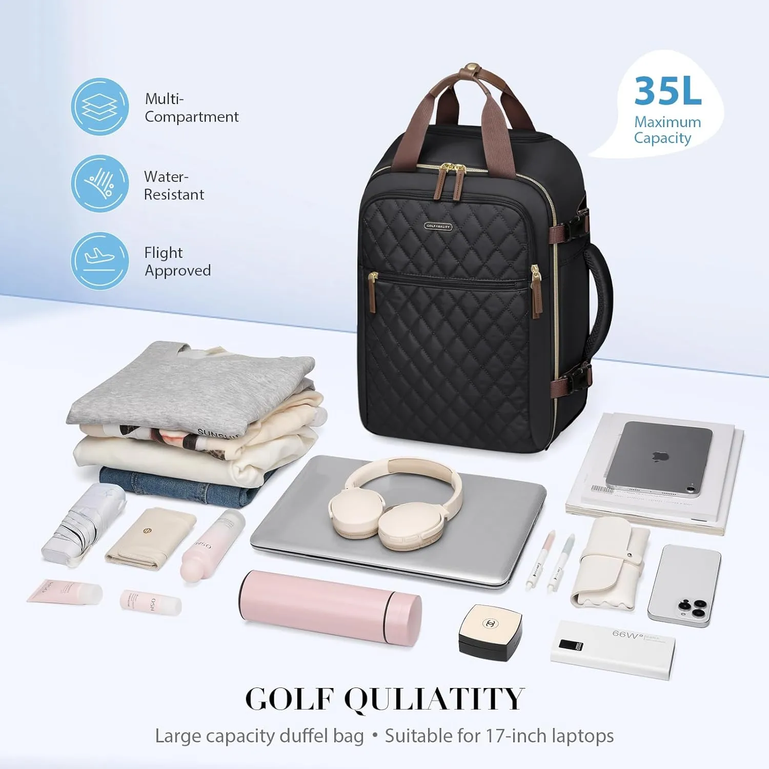 Rolling Backpack for Women,Travel Laptop Backpack with Wheels Roller Personal Item Backpack Wheeled Underseat Carry On Luggage,Fit 17Inch,Black