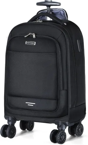 Rolling Backpack - Travel Backpack with 4 Spinner Wheels 15.6 inch laptop Backpack Carry on Wheeled Backpacks for Men Women Suitable for Overnight Work Business College Black