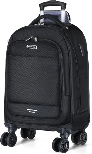 Rolling Backpack with 4 Wheels, 15.6 Inch Travel Laptop Backpack for Women Men, Water Resistant Roller Carry On Luggage with USB Charging Port, Airline Approved Wheeled Work Bag, Black