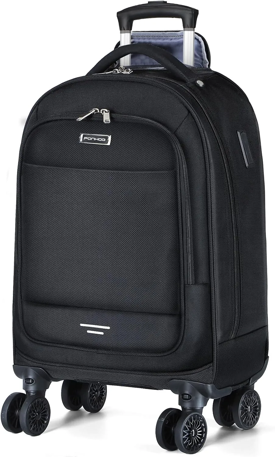 Rolling Backpack with 4 Wheels, 15.6 Inch Travel Laptop Backpack for Women Men, Water Resistant Roller Carry On Luggage with USB Charging Port, Airline Approved Wheeled Work Bag, Black