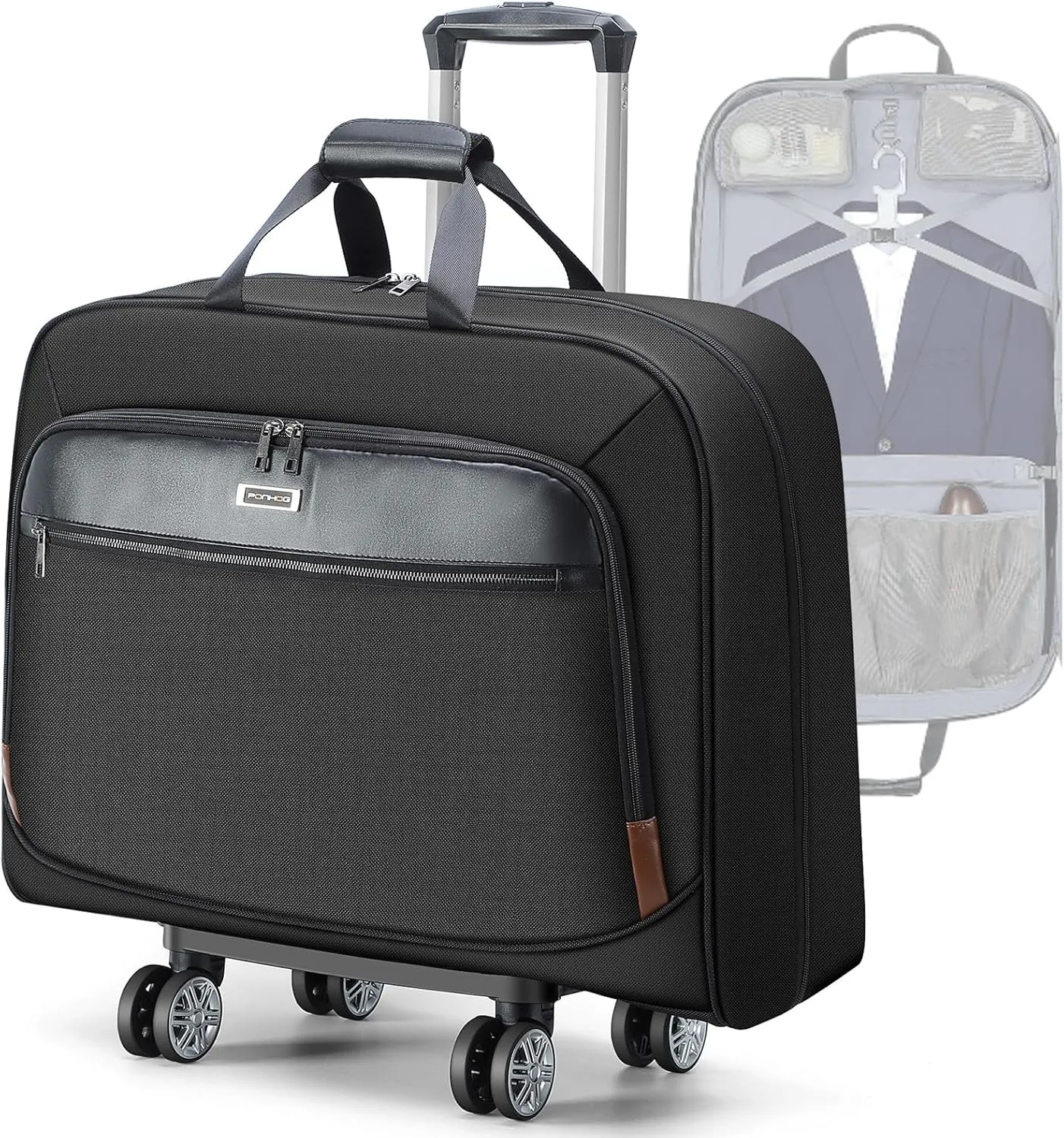 Rolling Garment Bag - 3 in 1 Large Suit Garment Bag with 360 Spinner Wheels Softside Wheeled Garments Bags Traveling Luggage for Business Travel Weekender Wedding Women Men Black