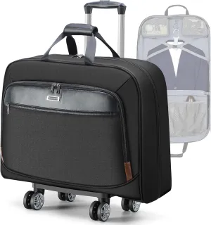 Rolling Garment Bag - 3 in 1 Large Suit Garment Bag with 360 Spinner Wheels Softside Wheeled Garments Bags Traveling Luggage for Business Travel Weekender Wedding Women Men Black