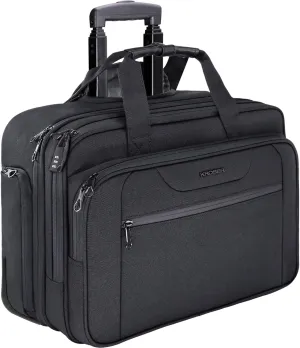 Rolling Laptop Bag Premium Wheeled Briefcase Fits Up to 17.3 Inch Laptop Water-Proof Overnight Roller Case Computer Bag with RFID Pockets for Travel/Business/Men/Women-Black