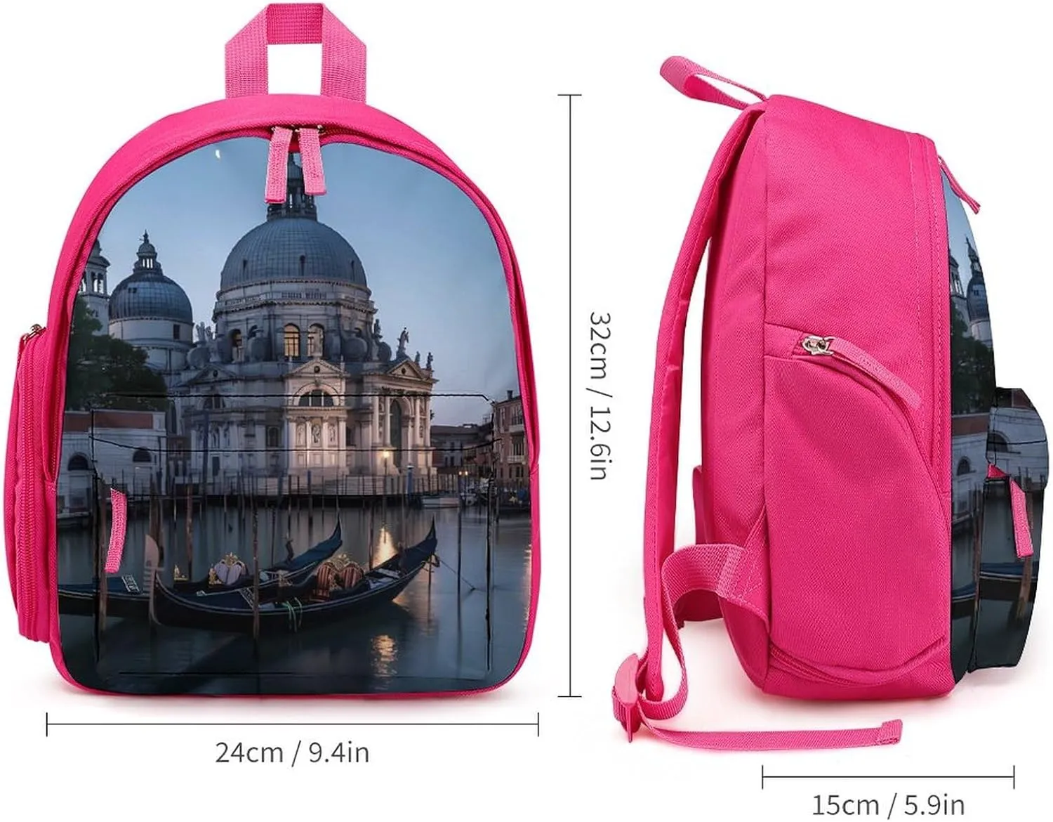 Roman Catholic Santa Maria Salute Venice Italy Laptop Backpack 12.6 Inch Lightweight Travel Daypack Bookbag Pink-style