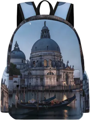 Roman Catholic Santa Maria Salute Venice Italy Travel Backpack 16.5 Inch Lightweight Laptop Bag Daypack for Men Women