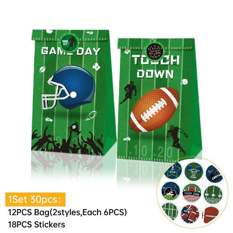 Rugby Theme Paper Bags Brown 2 Sets 12PCS