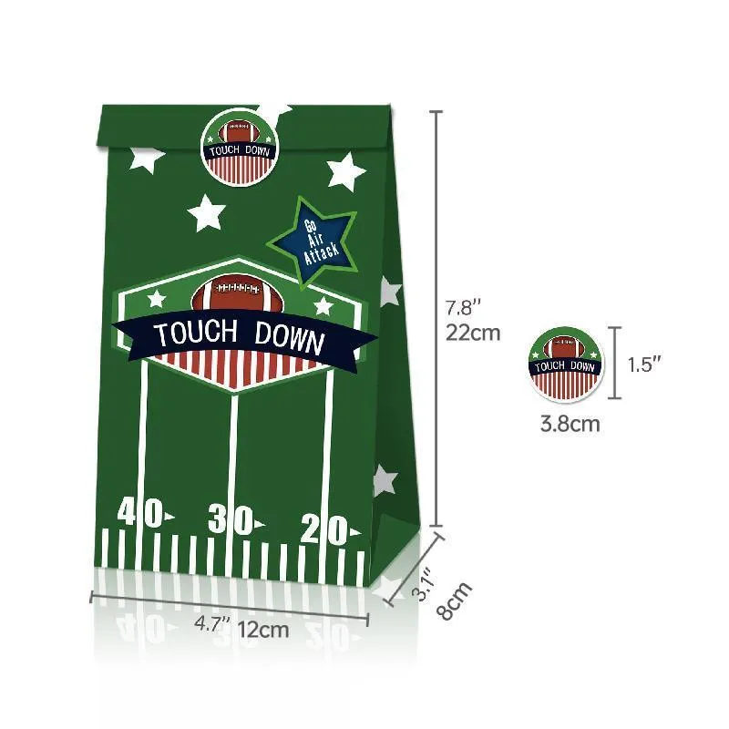 Rugby Theme Paper Bags Brown 2 Sets 12PCS