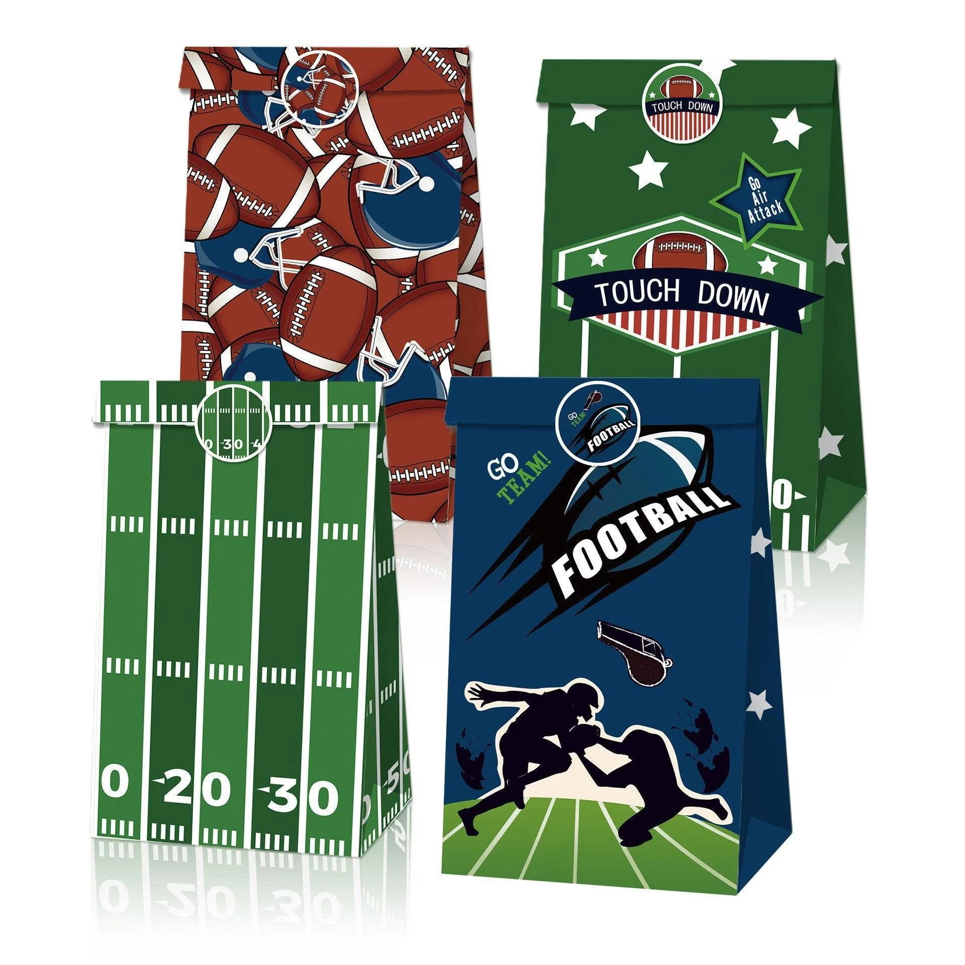 Rugby Theme Paper Bags Brown 2 Sets 12PCS