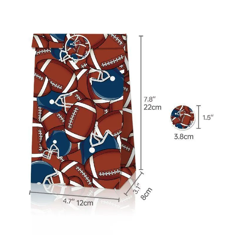 Rugby Theme Paper Bags Brown 2 Sets 12PCS