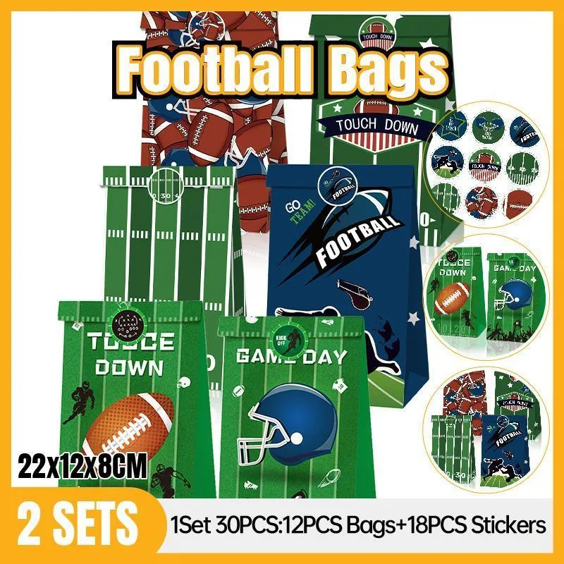 Rugby Theme Paper Bags Brown 2 Sets 12PCS