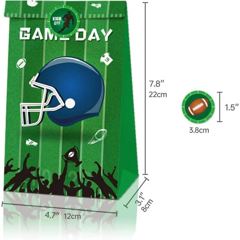 Rugby Theme Paper Bags Brown 2 Sets 12PCS